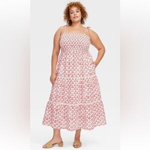 Roller Rabbit Dress Red Floral Tiered Tie Shoulder NEW Target Women’s Size 2X